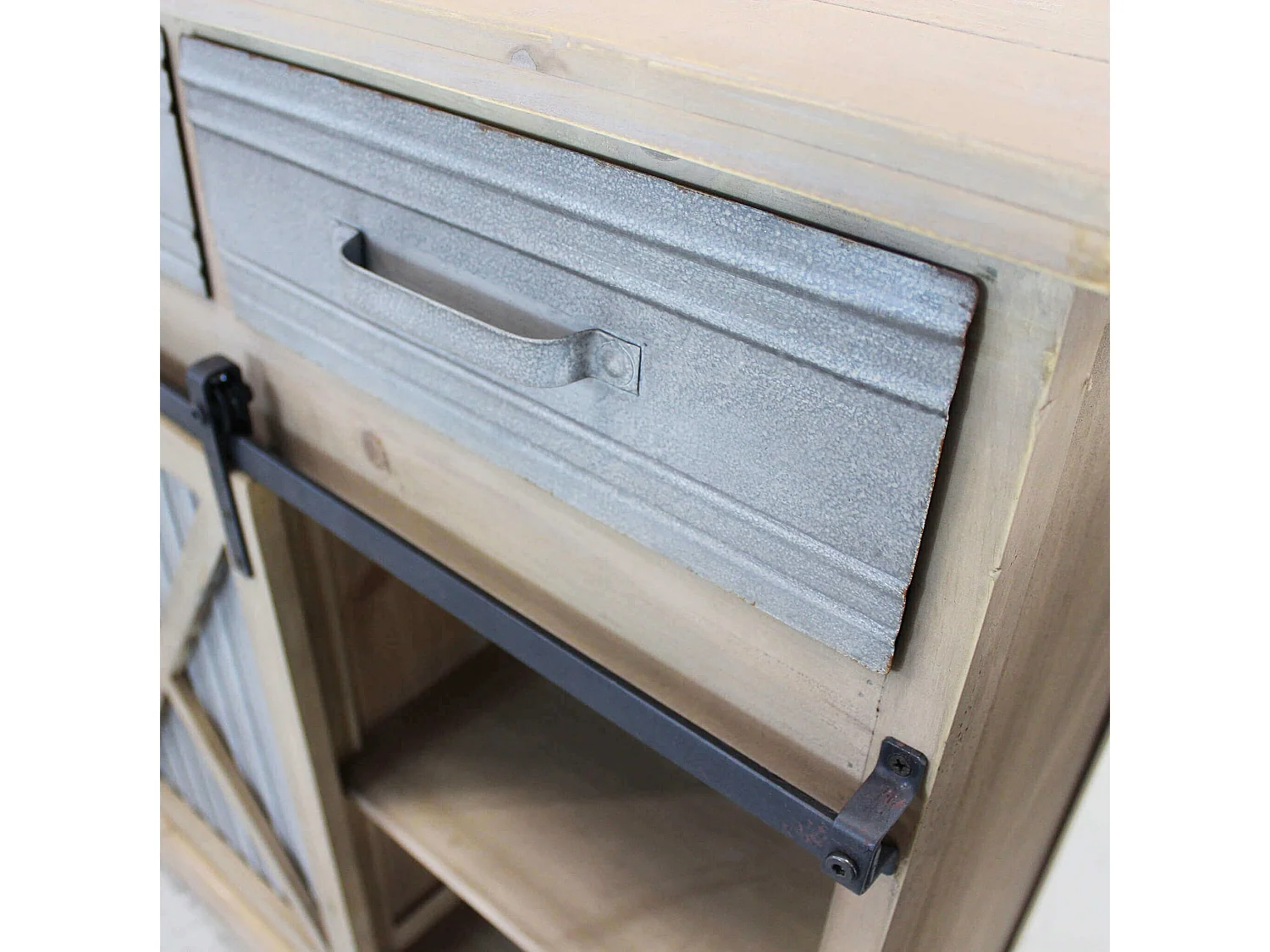 MilaniHome.it - madia in legno e metallo per salotto soggiorno cucina di design industrial cm 113x39,5x81 hdi coloreMarrone