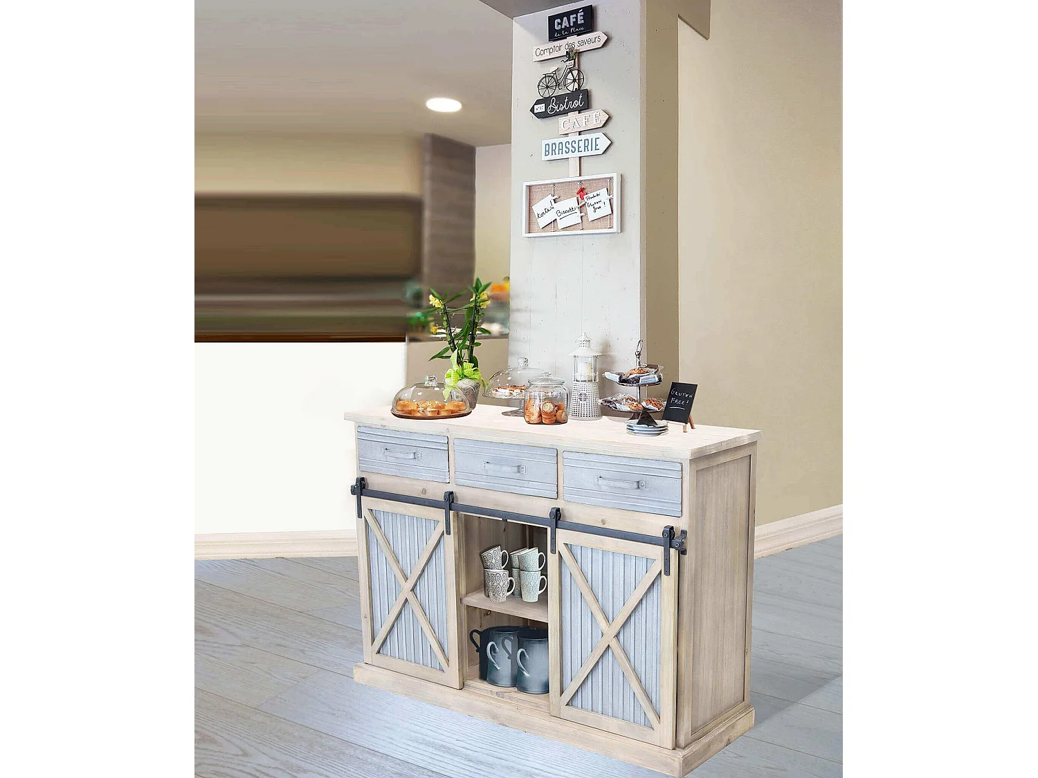 MilaniHome.it - madia in legno e metallo per salotto soggiorno cucina di design industrial cm 113x39,5x81 hdi coloreMarrone