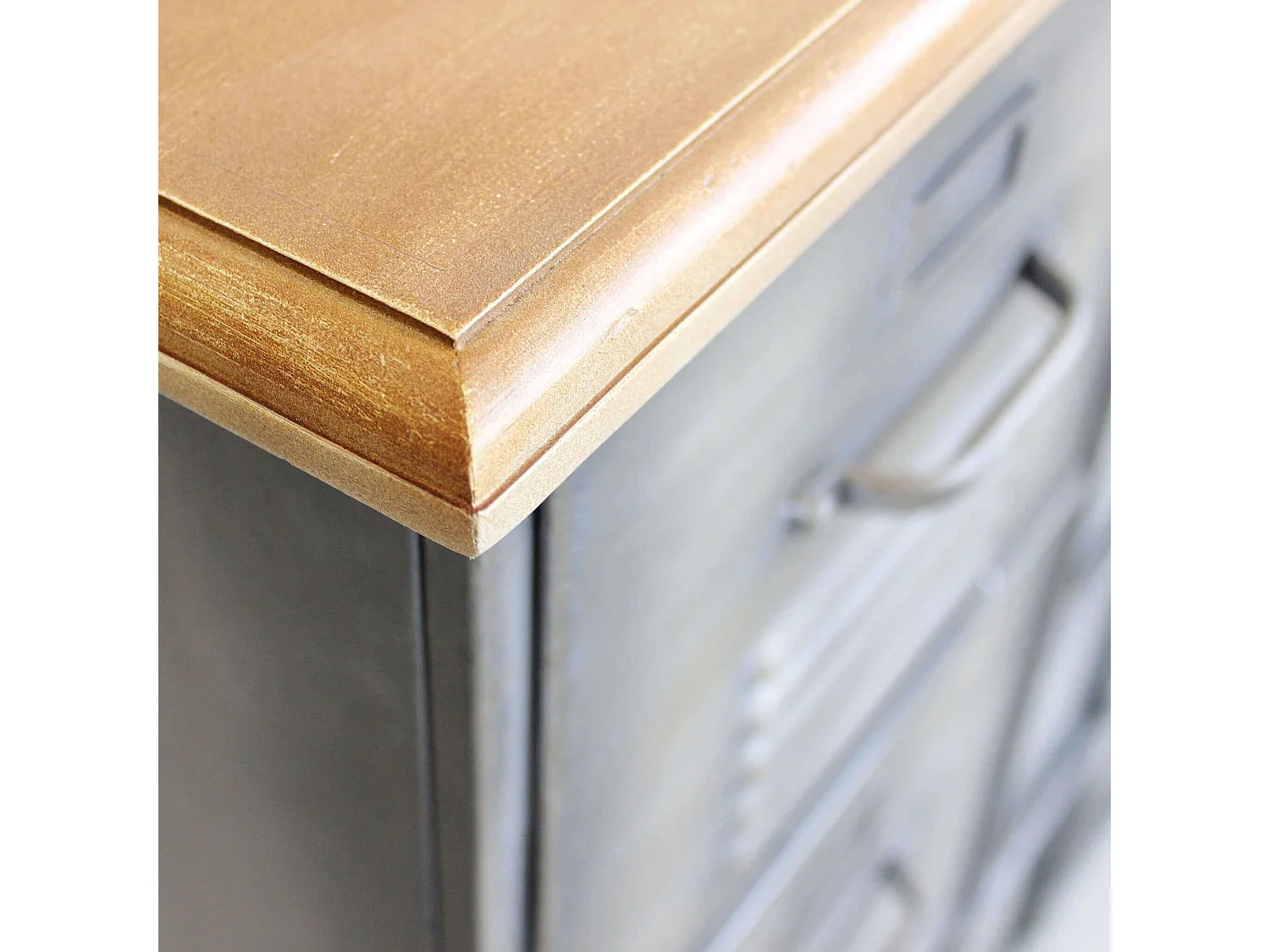 Milani Home - madia credenza industrial 125 x 41 x 83 cm, grigio antracite, acciaio e legno massiccio riciclato