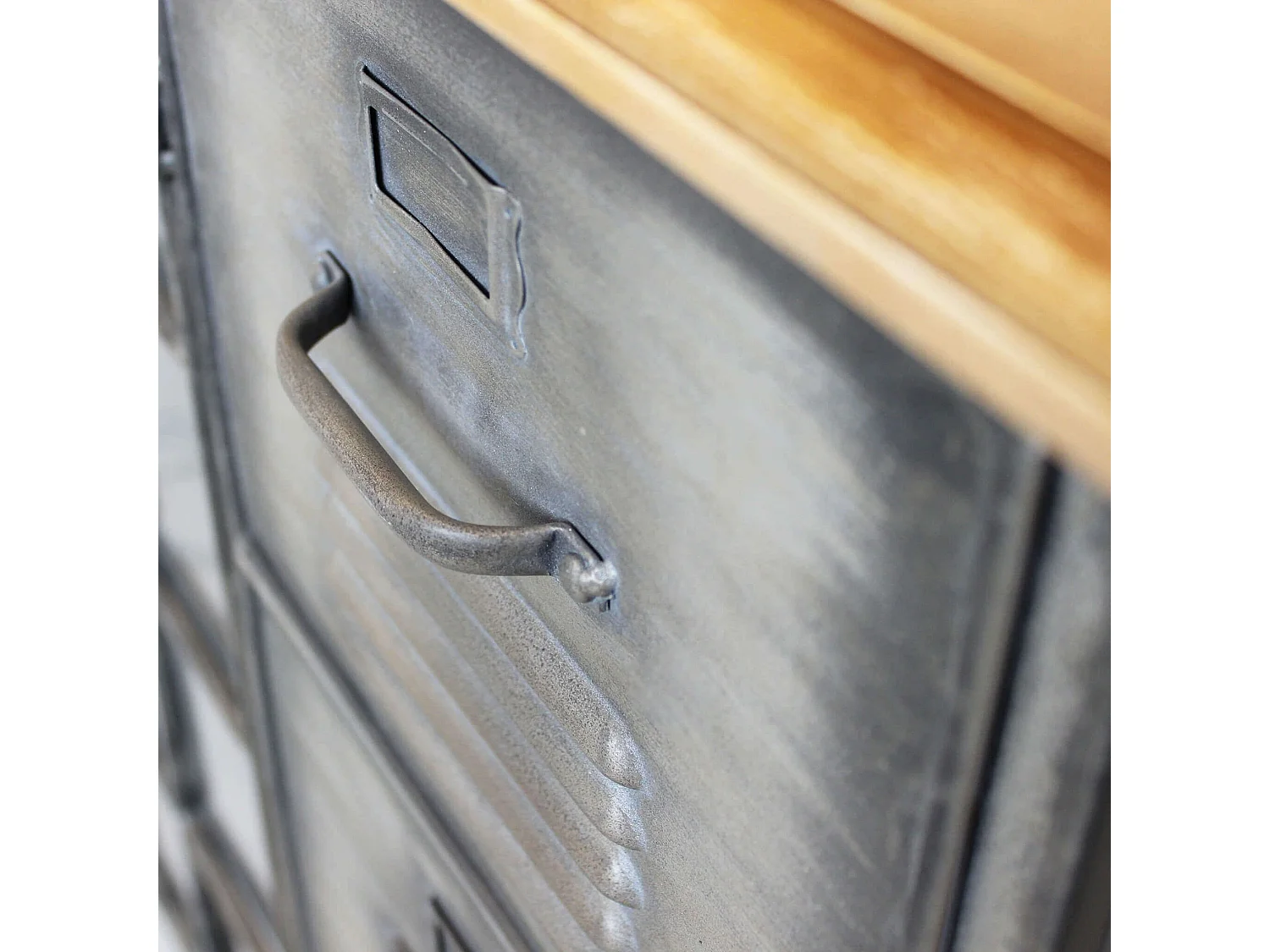 Milani Home - madia credenza industrial 125 x 41 x 83 cm, grigio antracite, acciaio e legno massiccio riciclato