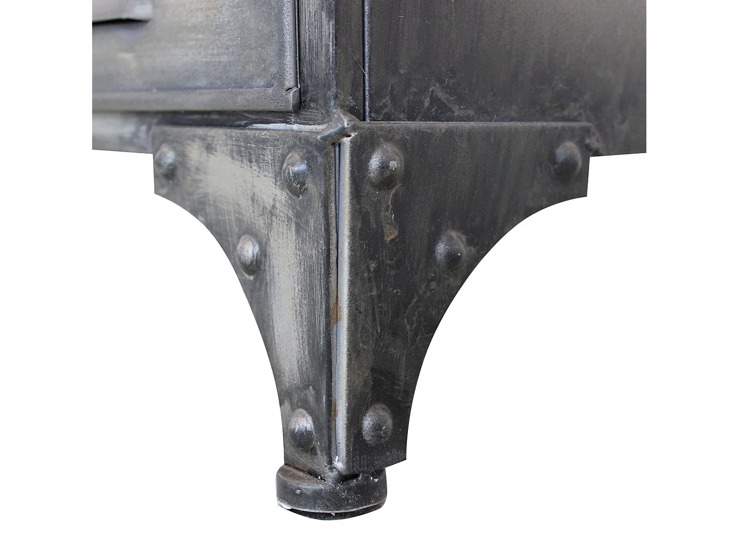 Milani Home - madia credenza industrial 125 x 41 x 83 cm, grigio antracite, acciaio e legno massiccio riciclato