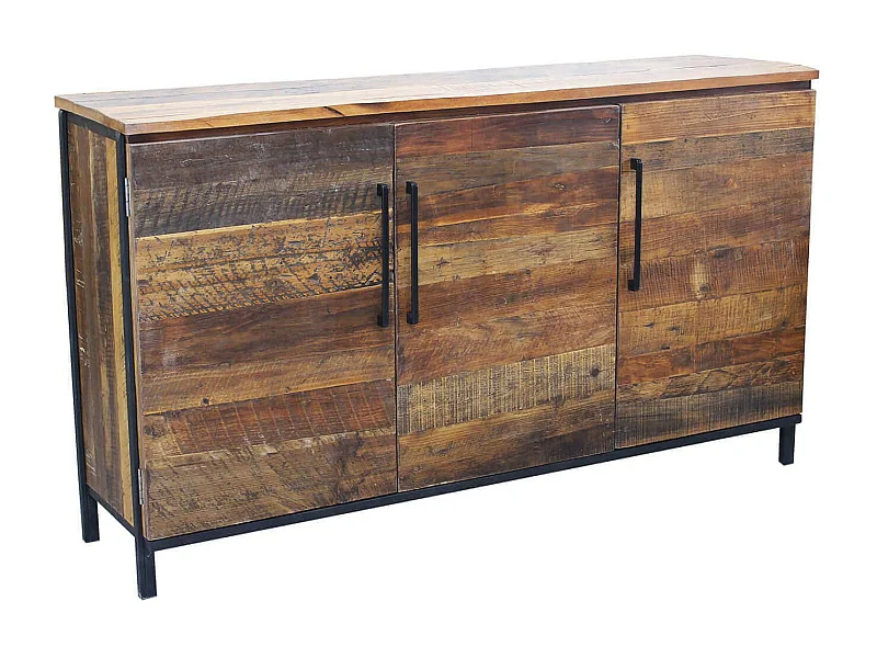 MilaniHome.it - madia moderna in legno con tre ante di design moderno per salotto cucina sala da pranzo cm 150x40x86 hdi coloreMarrone