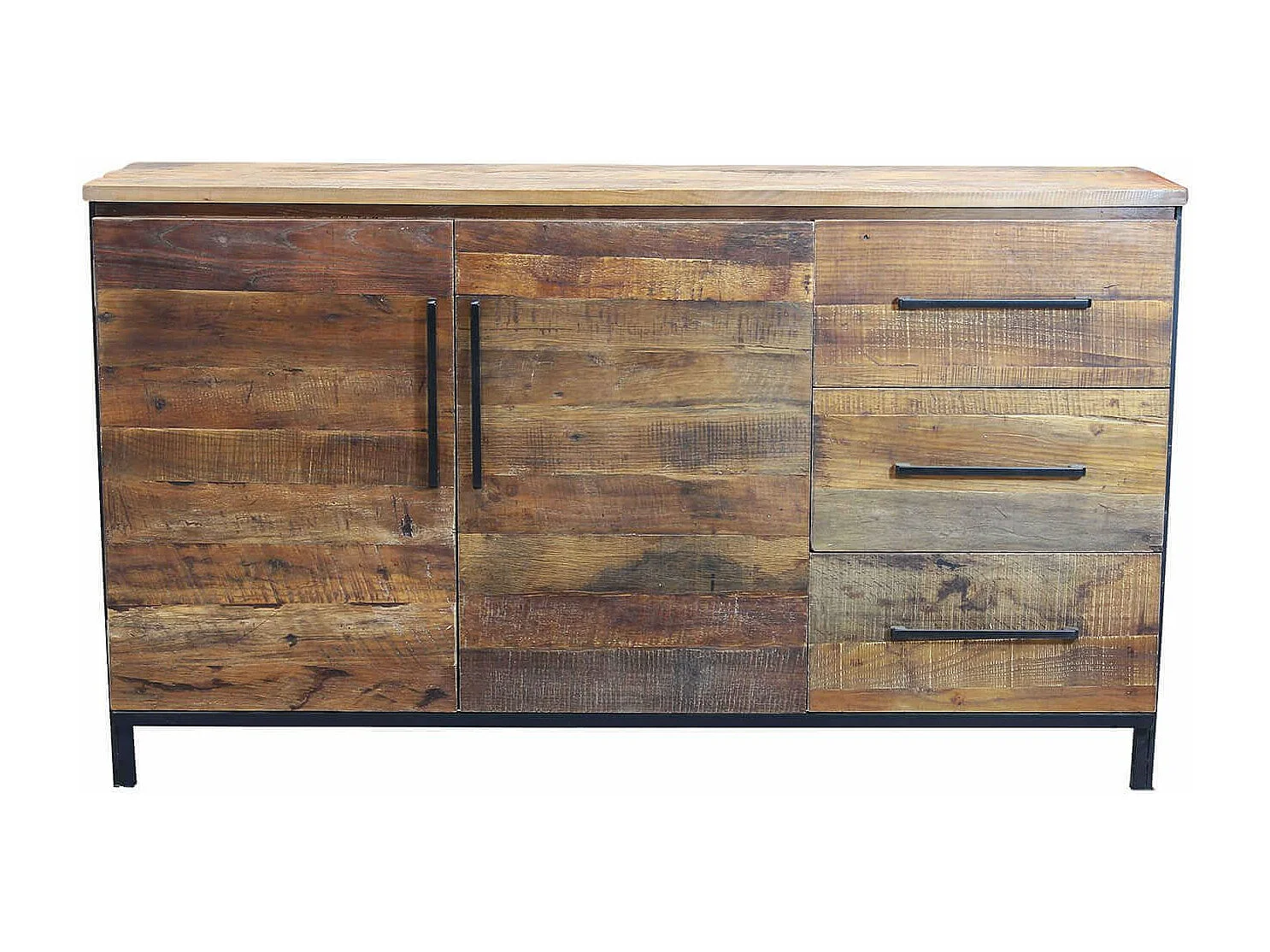 MilaniHome.it - madia moderna con due ante e tre cassetti di design moderno per salotto cucina sala da pranzo cm 150x40x86 hdi coloreMarrone