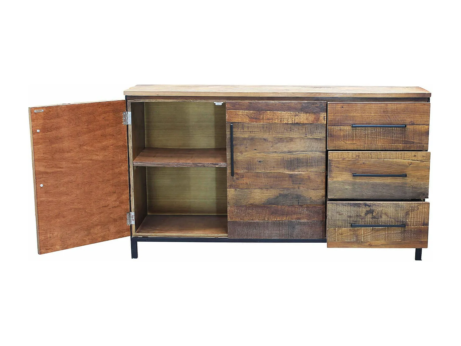 MilaniHome.it - madia moderna con due ante e tre cassetti di design moderno per salotto cucina sala da pranzo cm 150x40x86 hdi coloreMarrone