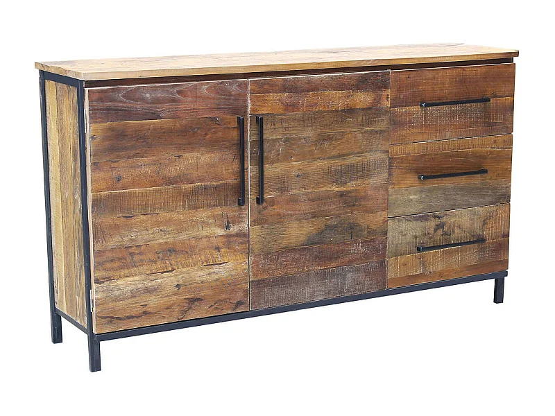 MilaniHome.it - madia moderna con due ante e tre cassetti di design moderno per salotto cucina sala da pranzo cm 150x40x86 hdi coloreMarrone