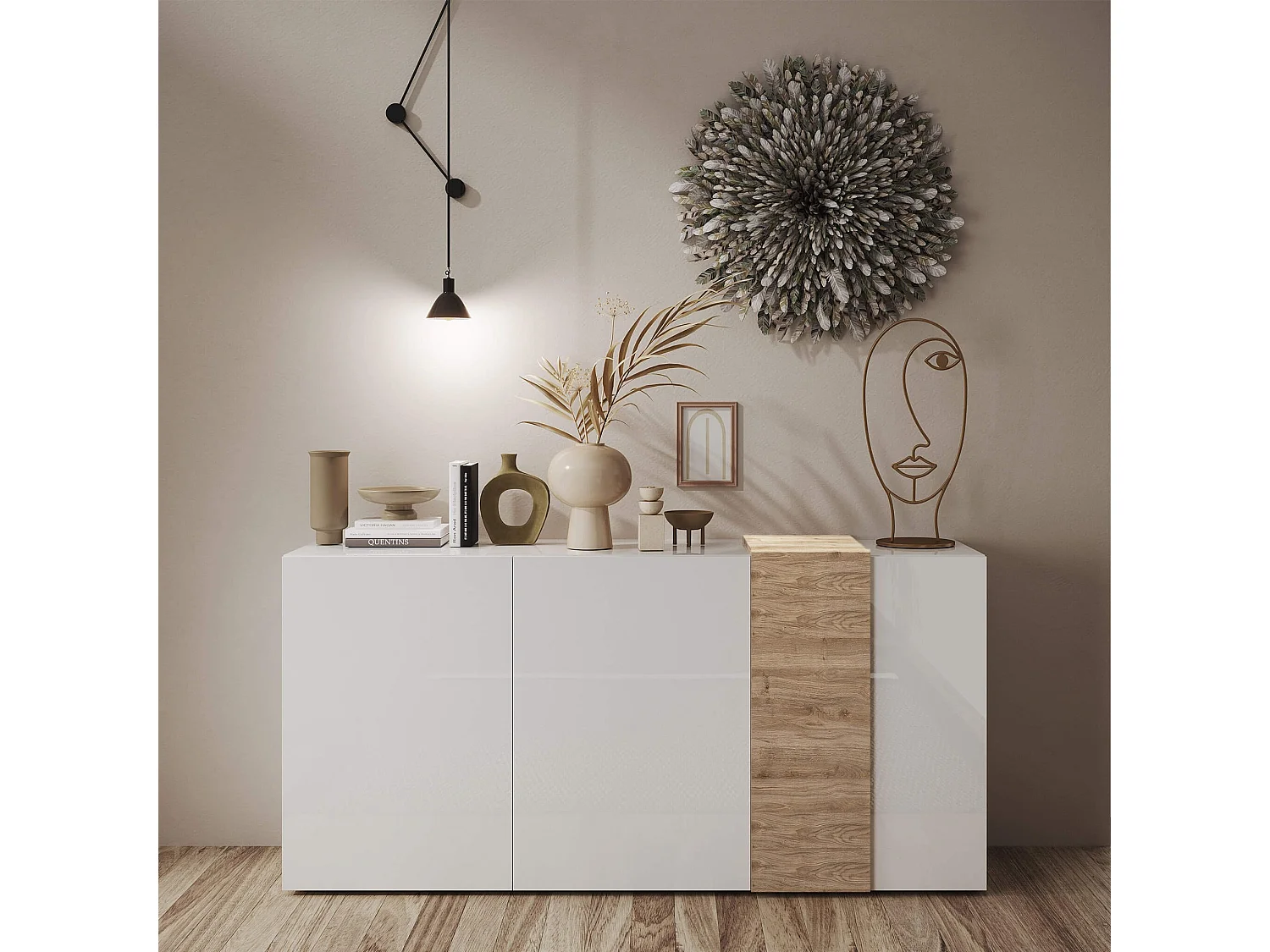 MilaniHome.it - madia di design moderno di design moderno industrial cm 181 x 86 x 44 hdi coloreBianco
