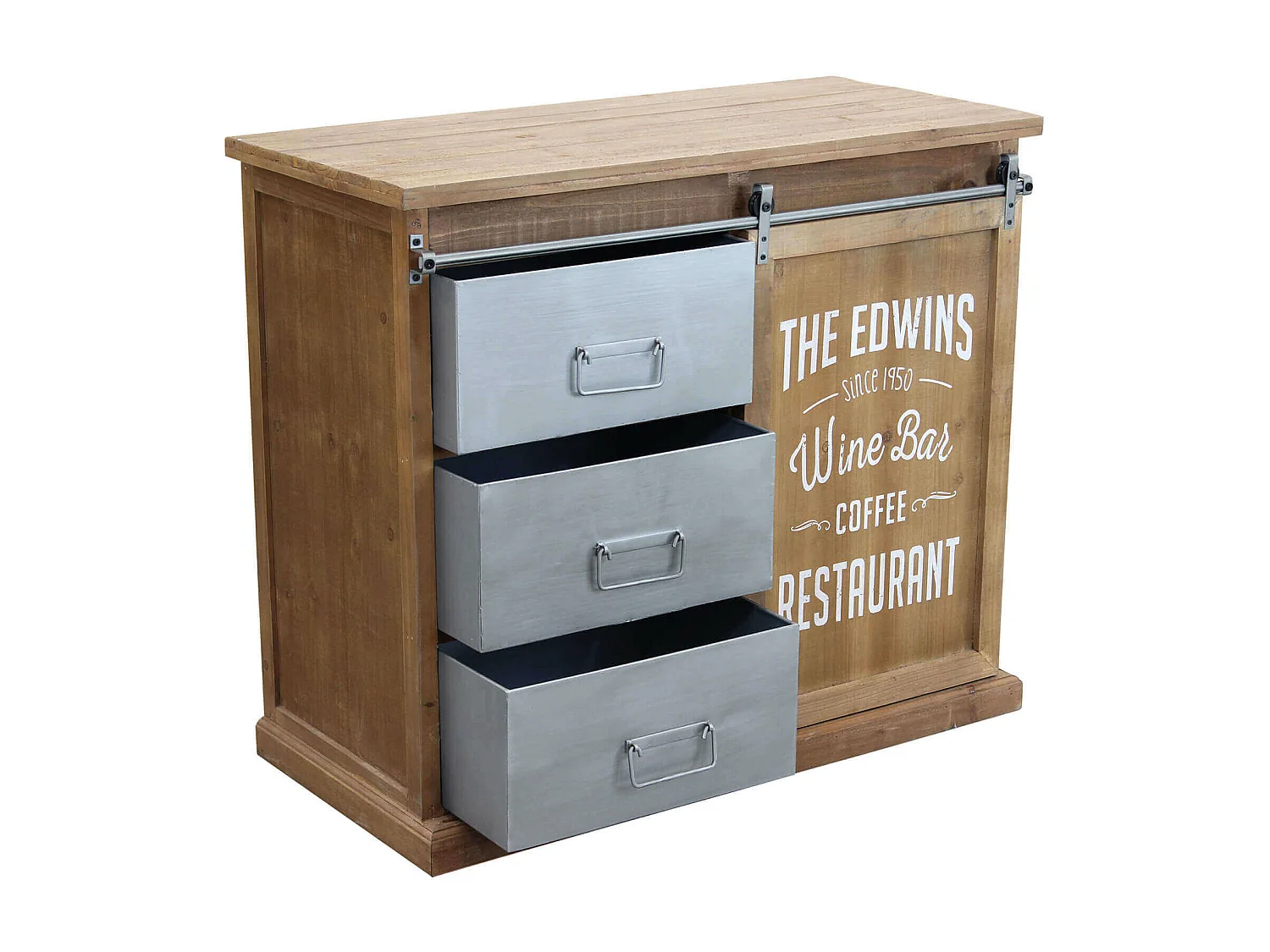 MilaniHome.it - madia in legno e metallo per salotto soggiorno cucina di design industrial cm 89x42,5x76,8 hdi coloreMarrone