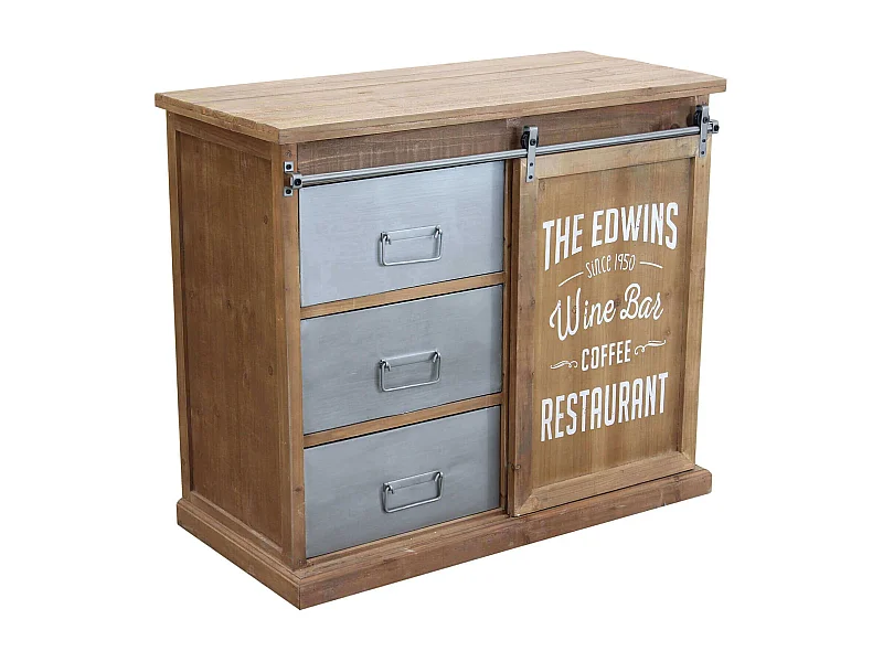 MilaniHome.it - madia in legno e metallo per salotto soggiorno cucina di design industrial cm 89x42,5x76,8 hdi coloreMarrone