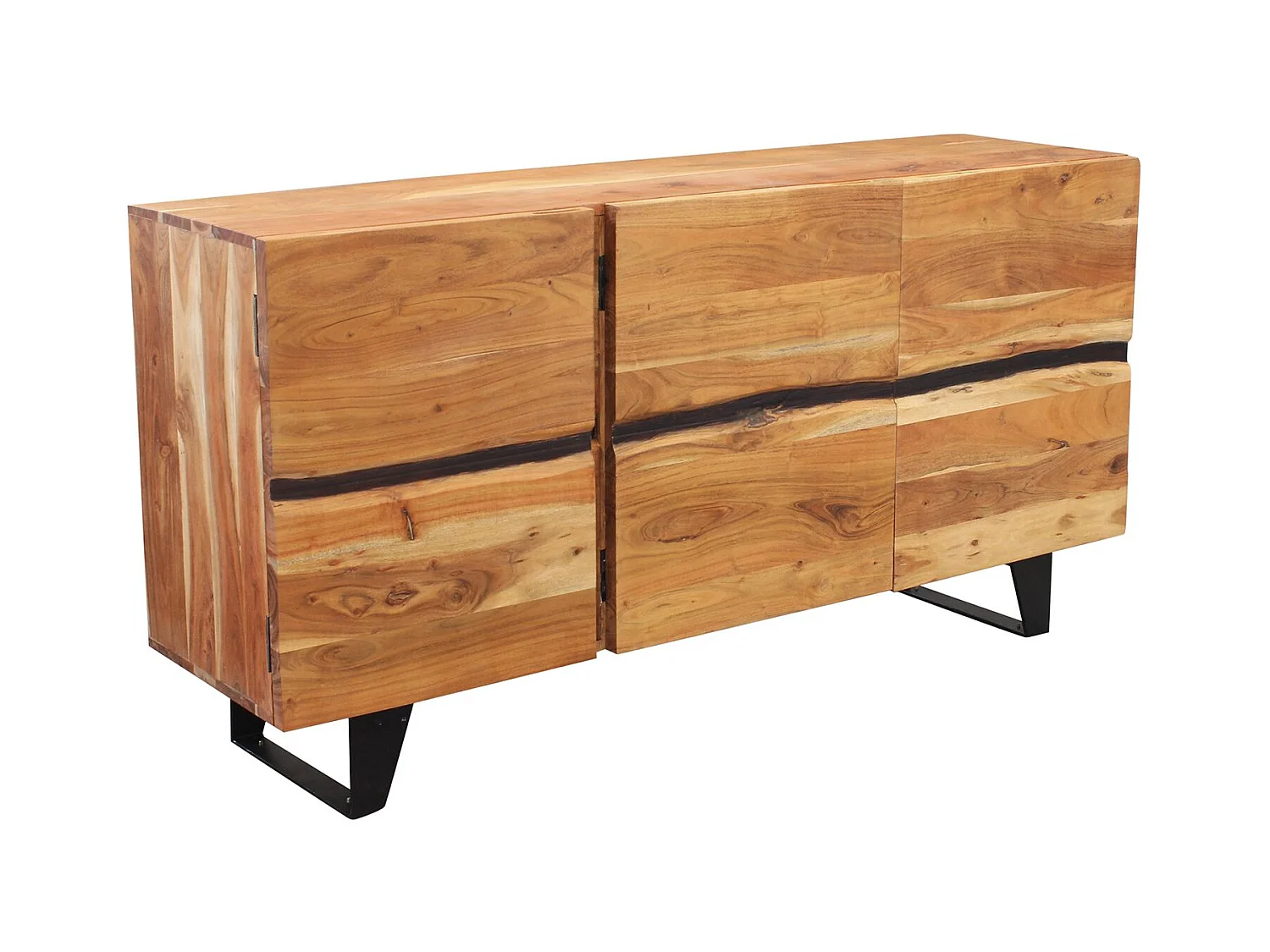 MilaniHome.it - madia in legno massiccio di design moderno industrial cm 160 x 42 x 80 hdi coloreMarrone