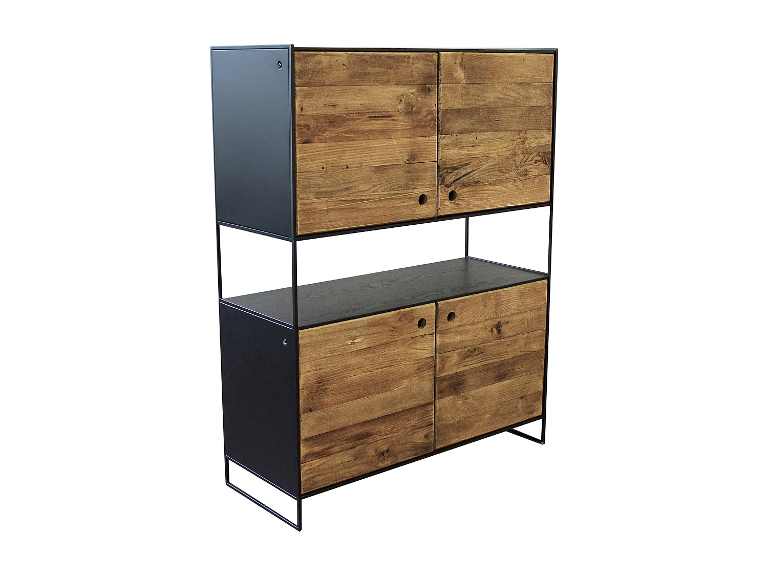 MilaniHome.it - credenza in legno massiccio di design moderno industrial cm 100 x 40 x 131 hdi coloreMarrone
