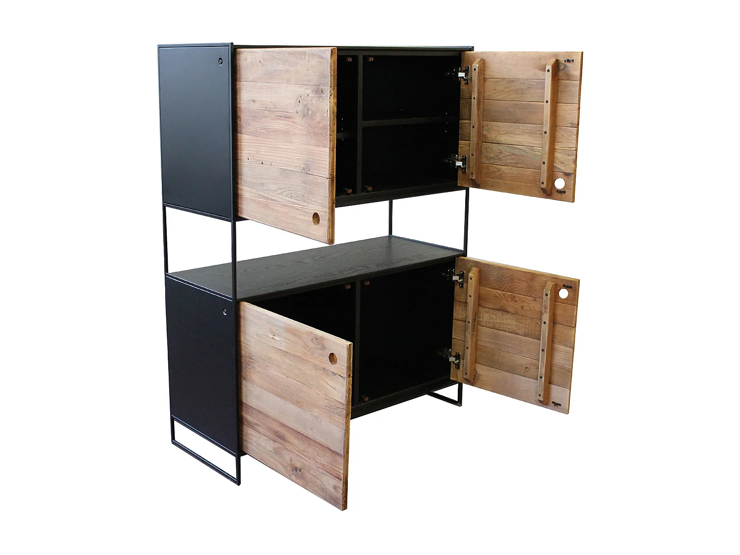 MilaniHome.it - credenza in legno massiccio di design moderno industrial cm 100 x 40 x 131 hdi coloreMarrone