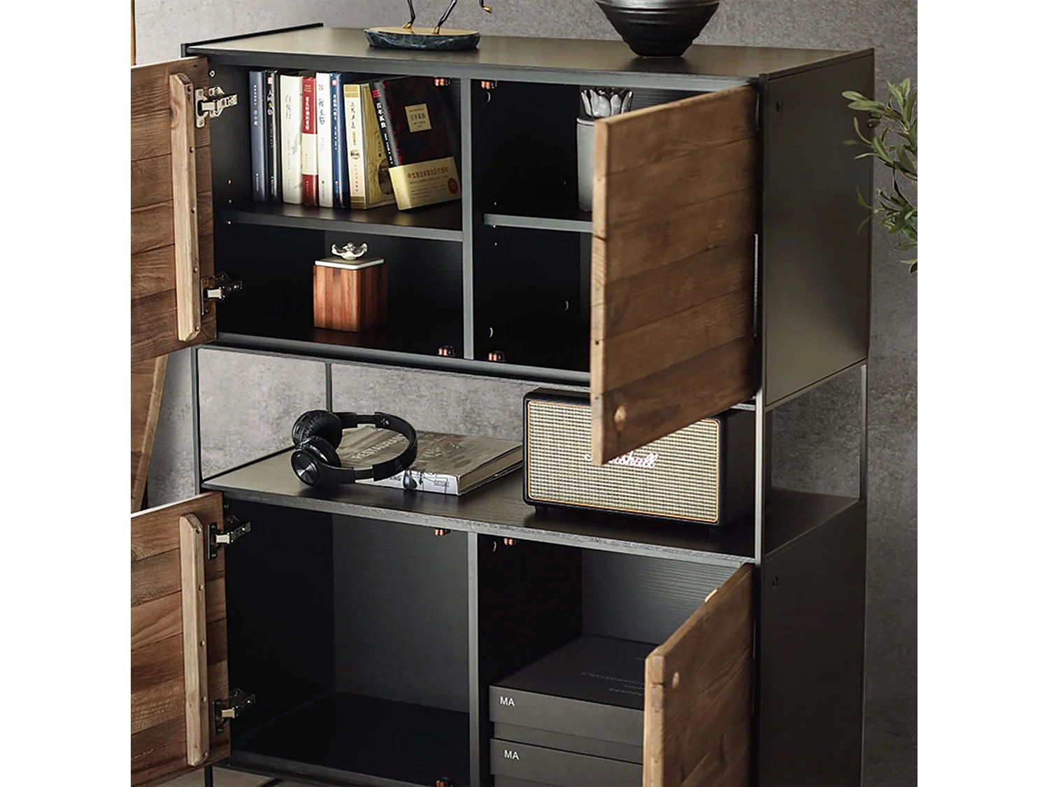 MilaniHome.it - credenza in legno massiccio di design moderno industrial cm 100 x 40 x 131 hdi coloreMarrone