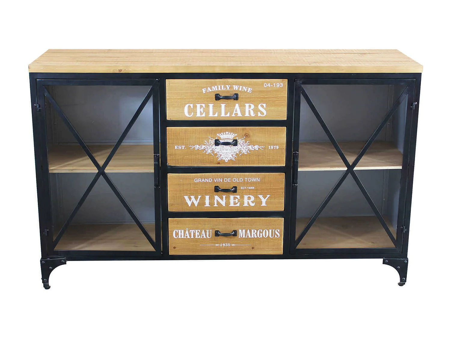 MilaniHome.it - madia in legno e metallo per salotto soggiorno cucina di design industrial cm 128x38x79 hdi coloreMarrone