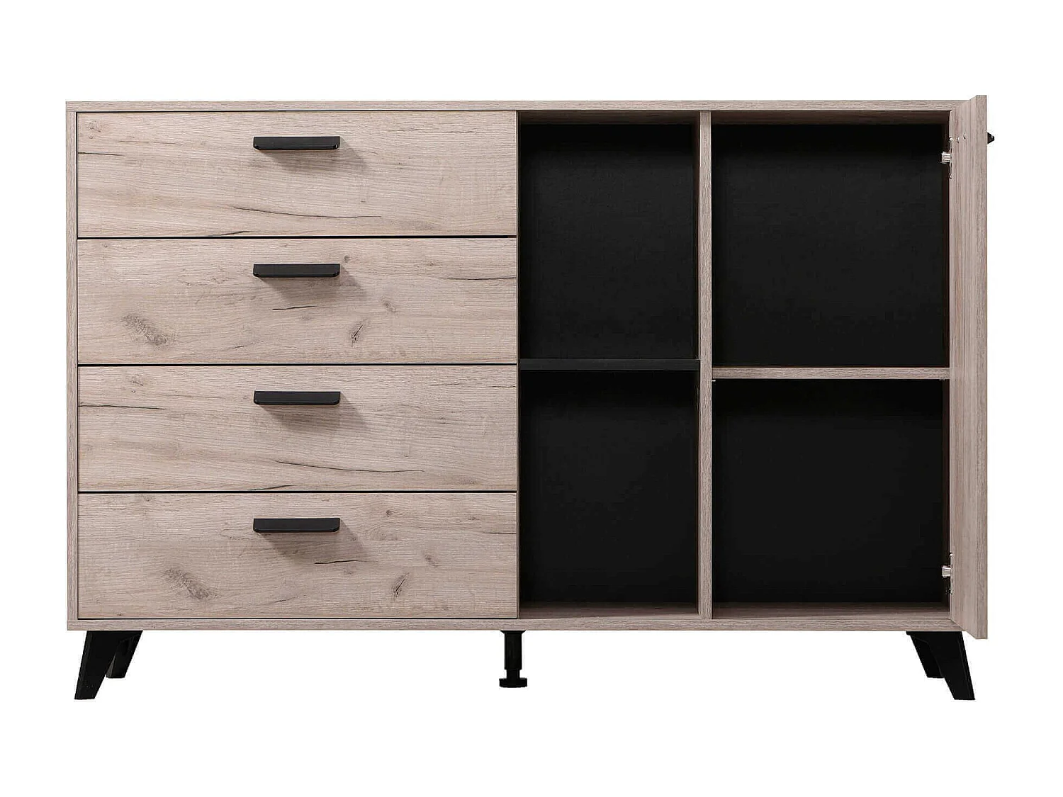 madia quattro cassetti un anta moderna minimal in legno di design moderno industrial cm 137,5 x 40 x 90,5 h