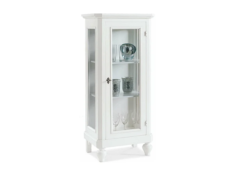 MilaniHome.it - Credenza Con Vetrina In Legno Massello 60x40x131di coloreBianco