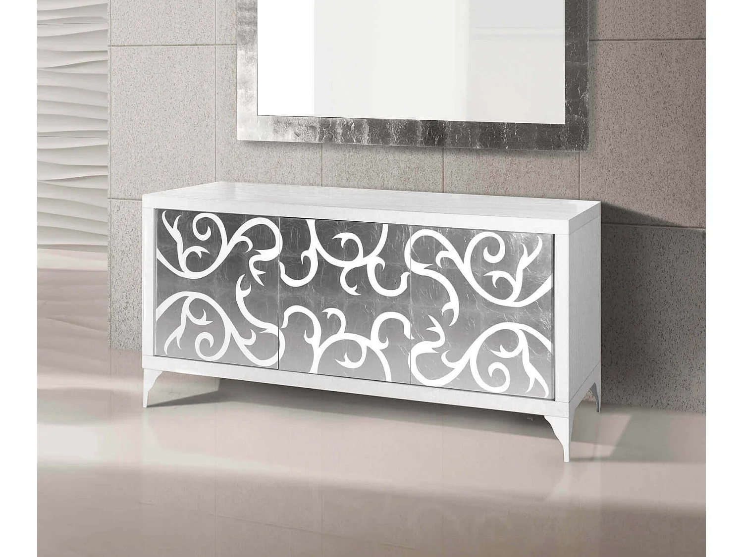 MilaniHome.it - Mobile Base Cm 180x45x81H Bianca Con Decoro Per Cucina Sala Da Pranzo Salotto Soggiorno Camera Da Letto Ufficiodi coloreBianco