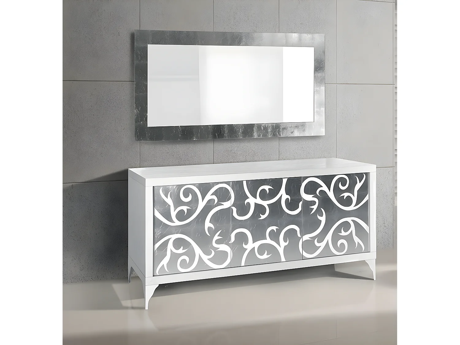 MilaniHome.it - Mobile Base Cm 180x45x81H Bianca Con Decoro Per Cucina Sala Da Pranzo Salotto Soggiorno Camera Da Letto Ufficiodi coloreBianco