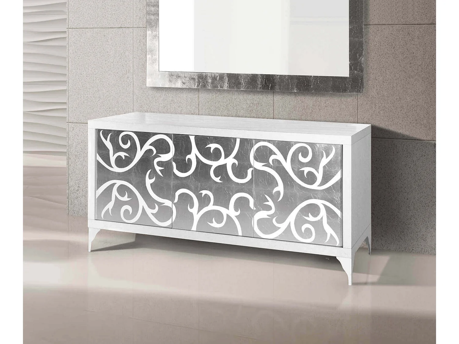 MilaniHome.it - Mobile Base Cm 180x45x81H Bianca Con Decoro Per Cucina Sala Da Pranzo Salotto Soggiorno Camera Da Letto Ufficiodi coloreBianco