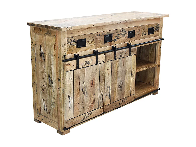 MilaniHome.it - madia legno di mango di design moderno industrial cm 150x45x90 hdi coloreMarrone