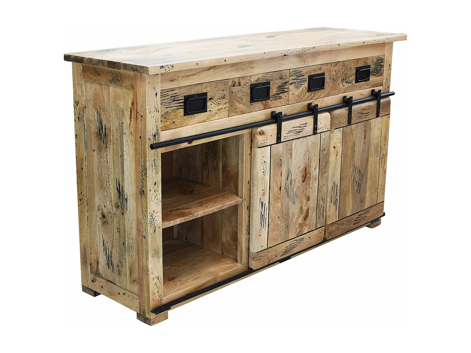 MilaniHome.it - madia legno di mango di design moderno industrial cm 150x45x90 hdi coloreMarrone