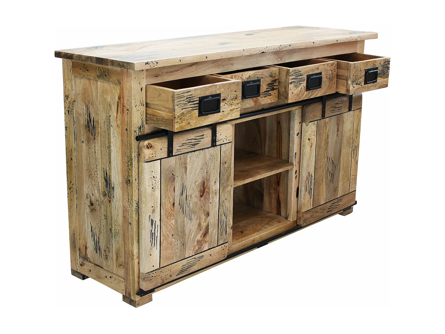 MilaniHome.it - madia legno di mango di design moderno industrial cm 150x45x90 hdi coloreMarrone