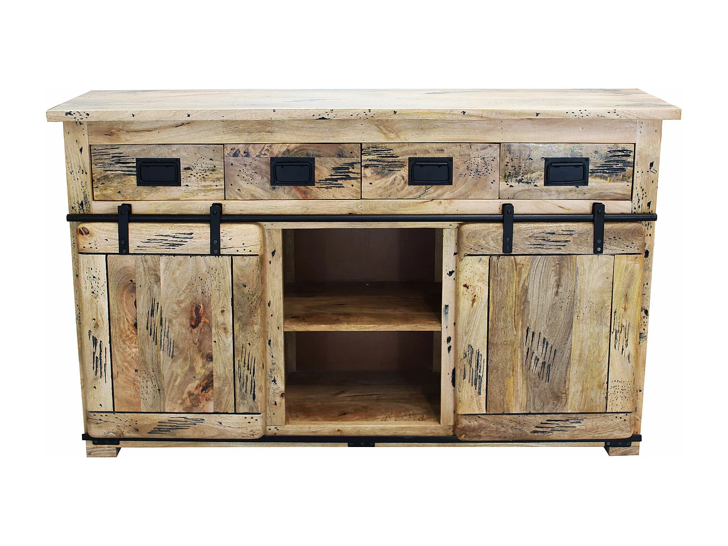 MilaniHome.it - madia legno di mango di design moderno industrial cm 150x45x90 hdi coloreMarrone