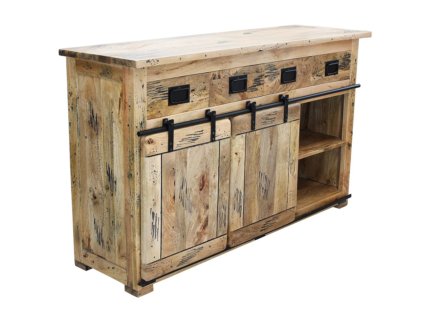 MilaniHome.it - madia legno di mango di design moderno industrial cm 150x45x90 hdi coloreMarrone