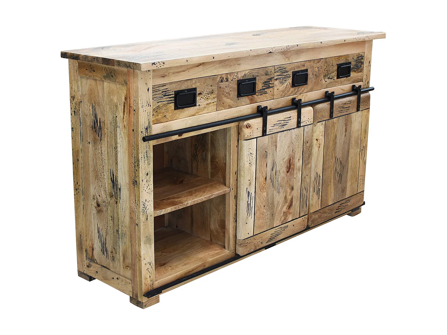 MilaniHome.it - madia legno di mango di design moderno industrial cm 150x45x90 hdi coloreMarrone