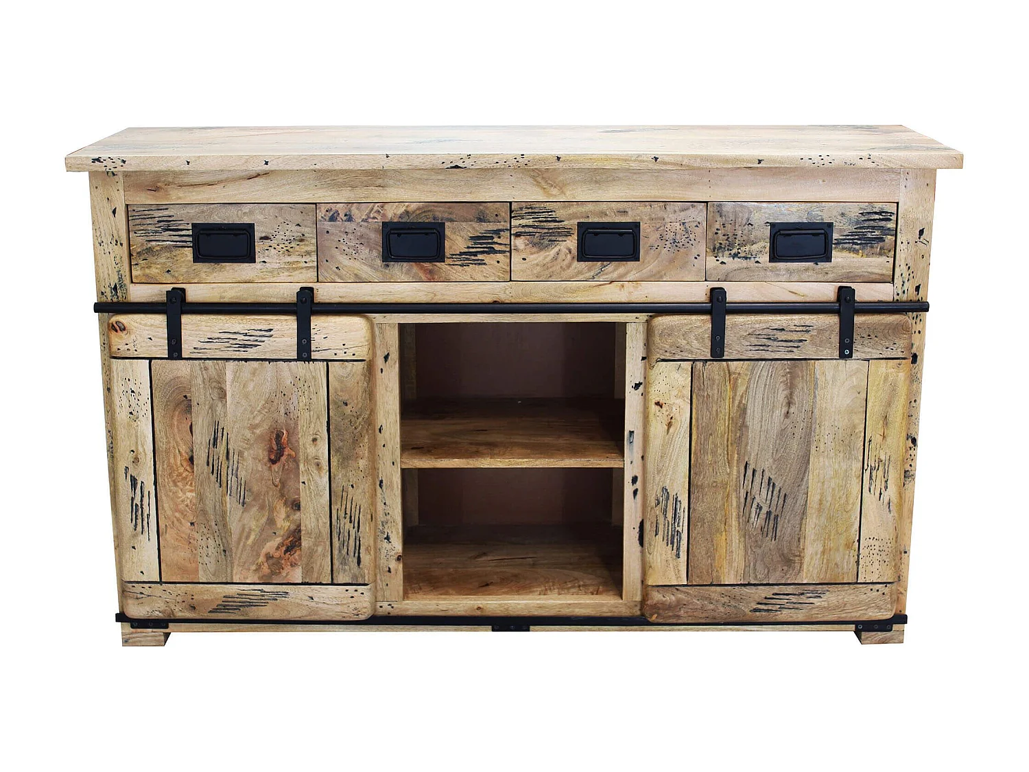 MilaniHome.it - madia legno di mango di design moderno industrial cm 150x45x90 hdi coloreMarrone