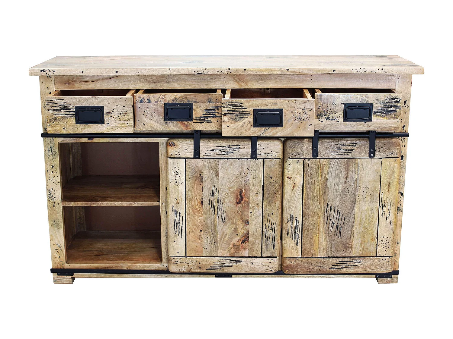 MilaniHome.it - madia legno di mango di design moderno industrial cm 150x45x90 hdi coloreMarrone
