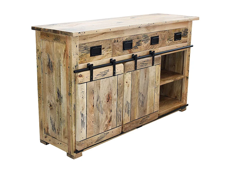 MilaniHome.it - madia legno di mango di design moderno industrial cm 150x45x90 hdi coloreMarrone