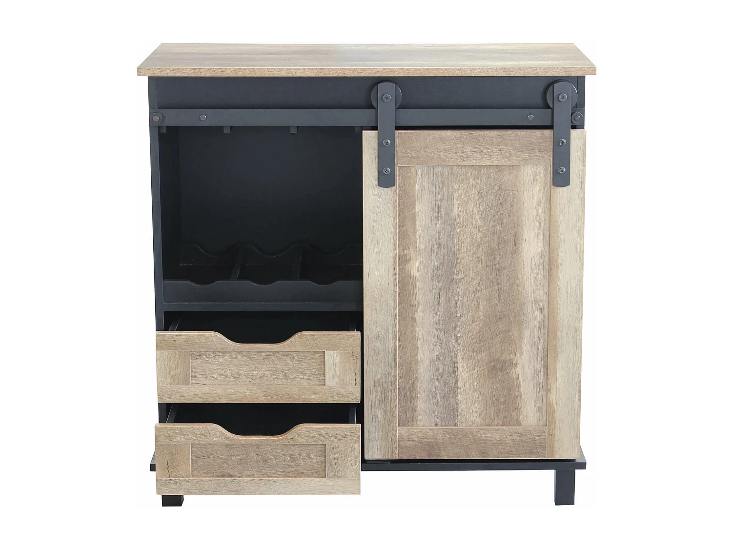 MilaniHome.it - Credenza Mobile Madia Moderna In Legno E Metallo Di Design Moderno Stile Industriale, Cm 80x40x82 Hdi coloreNero