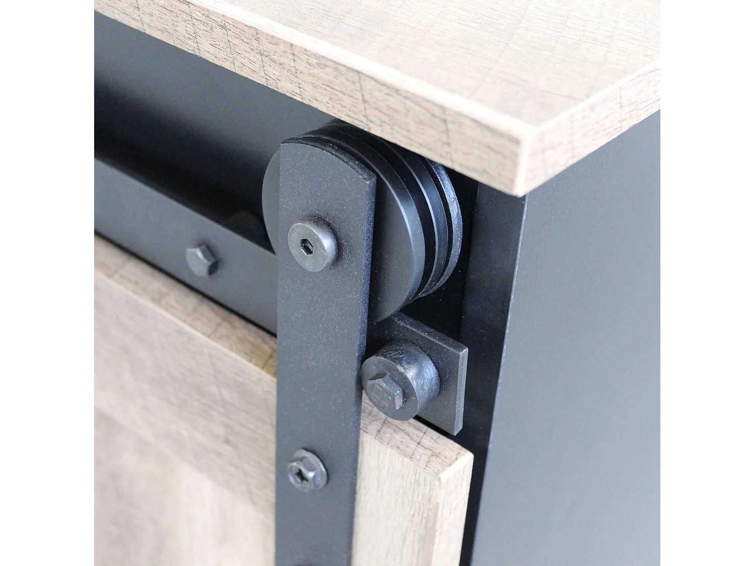 MilaniHome.it - Credenza Mobile Madia Moderna In Legno E Metallo Di Design Moderno Stile Industriale, Cm 80x40x82 Hdi coloreNero