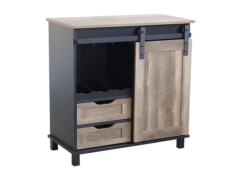 MilaniHome.it - Credenza Mobile Madia Moderna In Legno E Metallo Di Design Moderno Stile Industriale, Cm 80x40x82 Hdi coloreNero