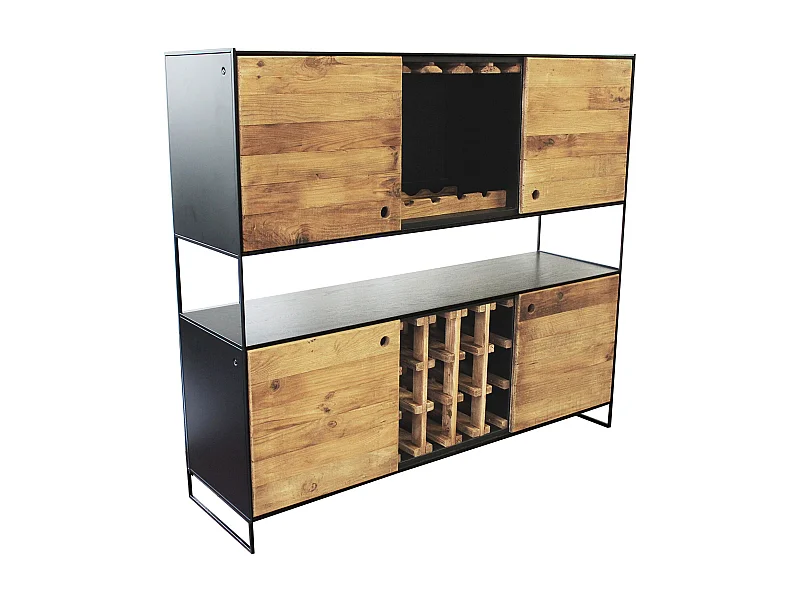 MilaniHome.it - credenza in legno massiccio di design moderno industrial cm 100 x 40 x 131 hdi coloreMarrone