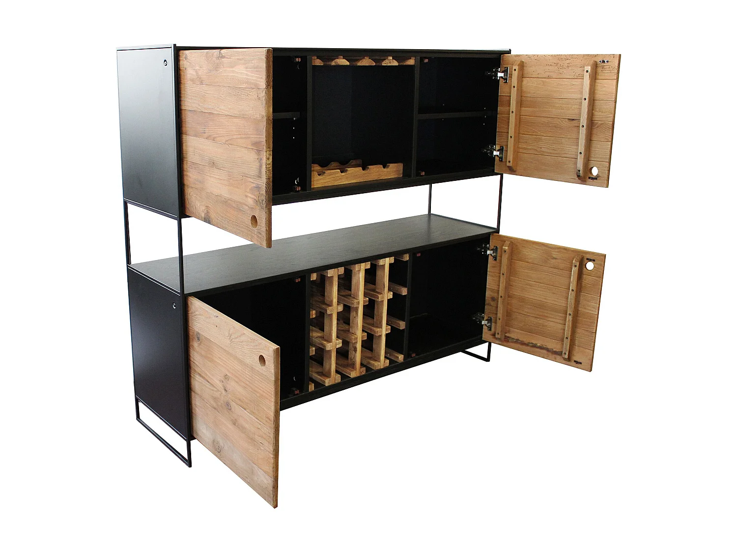 MilaniHome.it - credenza in legno massiccio di design moderno industrial cm 100 x 40 x 131 hdi coloreMarrone