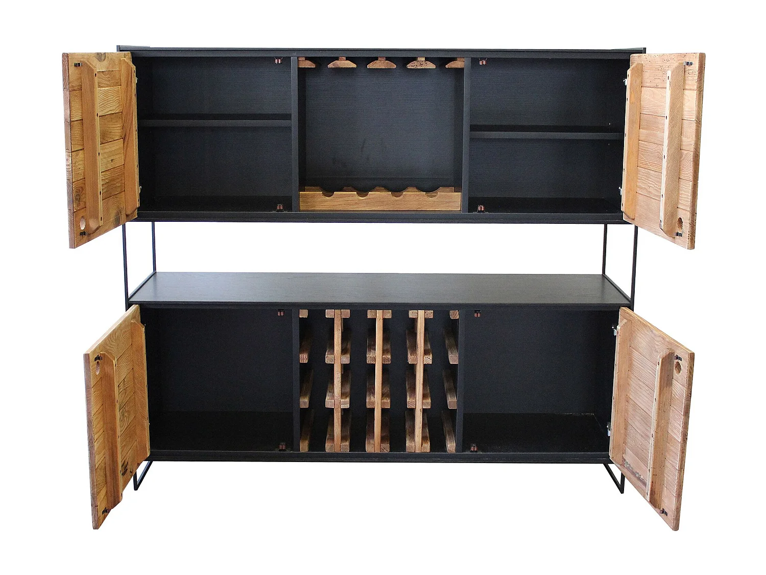 MilaniHome.it - credenza in legno massiccio di design moderno industrial cm 100 x 40 x 131 hdi coloreMarrone