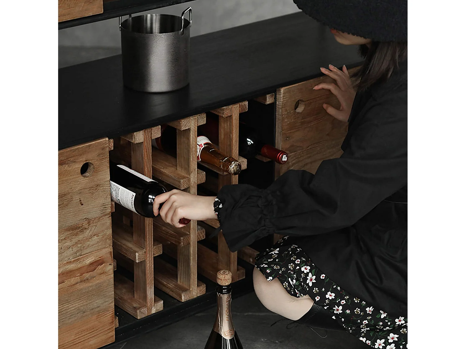 MilaniHome.it - credenza in legno massiccio di design moderno industrial cm 100 x 40 x 131 hdi coloreMarrone