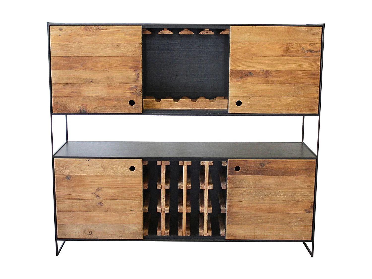 MilaniHome.it - credenza in legno massiccio di design moderno industrial cm 100 x 40 x 131 hdi coloreMarrone