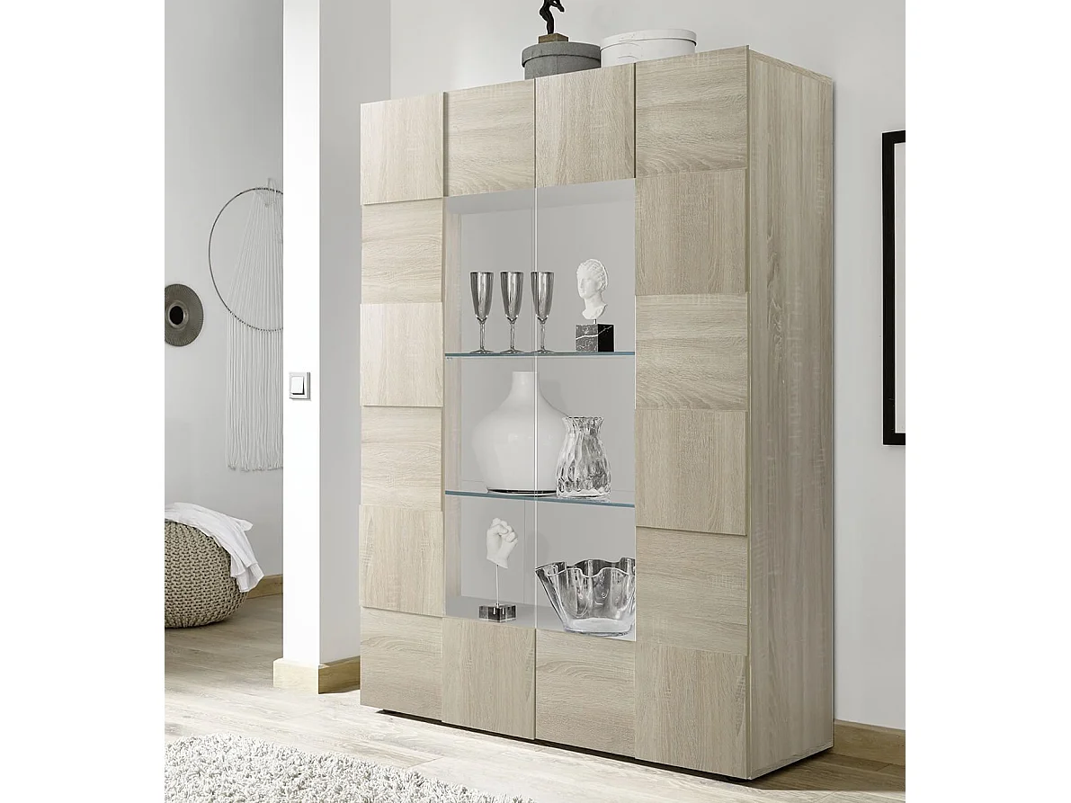 MilaniHome.it - vetrina moderna con 2 ante di design moderno industrial cm 121 x 166 x 43 hdi coloreMarrone