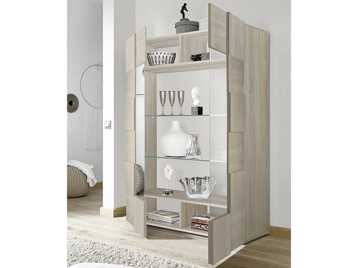 MilaniHome.it - vetrina moderna con 2 ante di design moderno industrial cm 121 x 166 x 43 hdi coloreMarrone