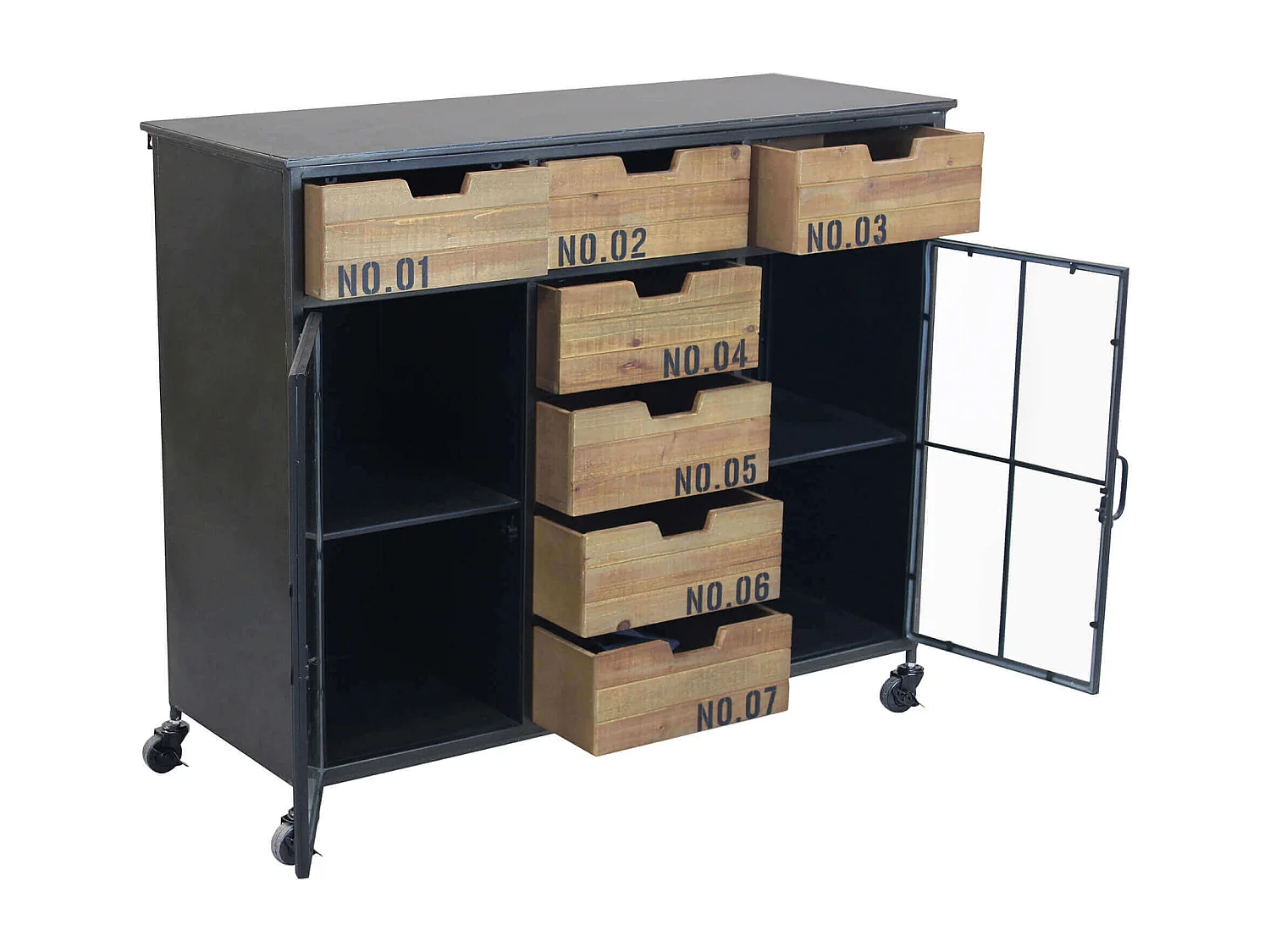 MilaniHome.it - madia industrial in metallo e legno cm 98,5x38,5x84 hdi coloreMarrone