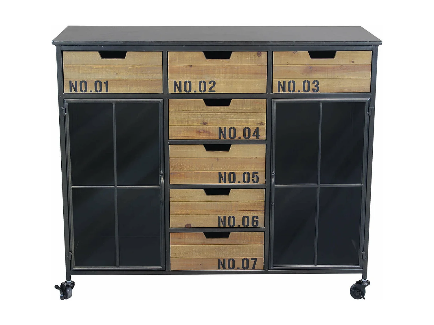 MilaniHome.it - madia industrial in metallo e legno cm 98,5x38,5x84 hdi coloreMarrone