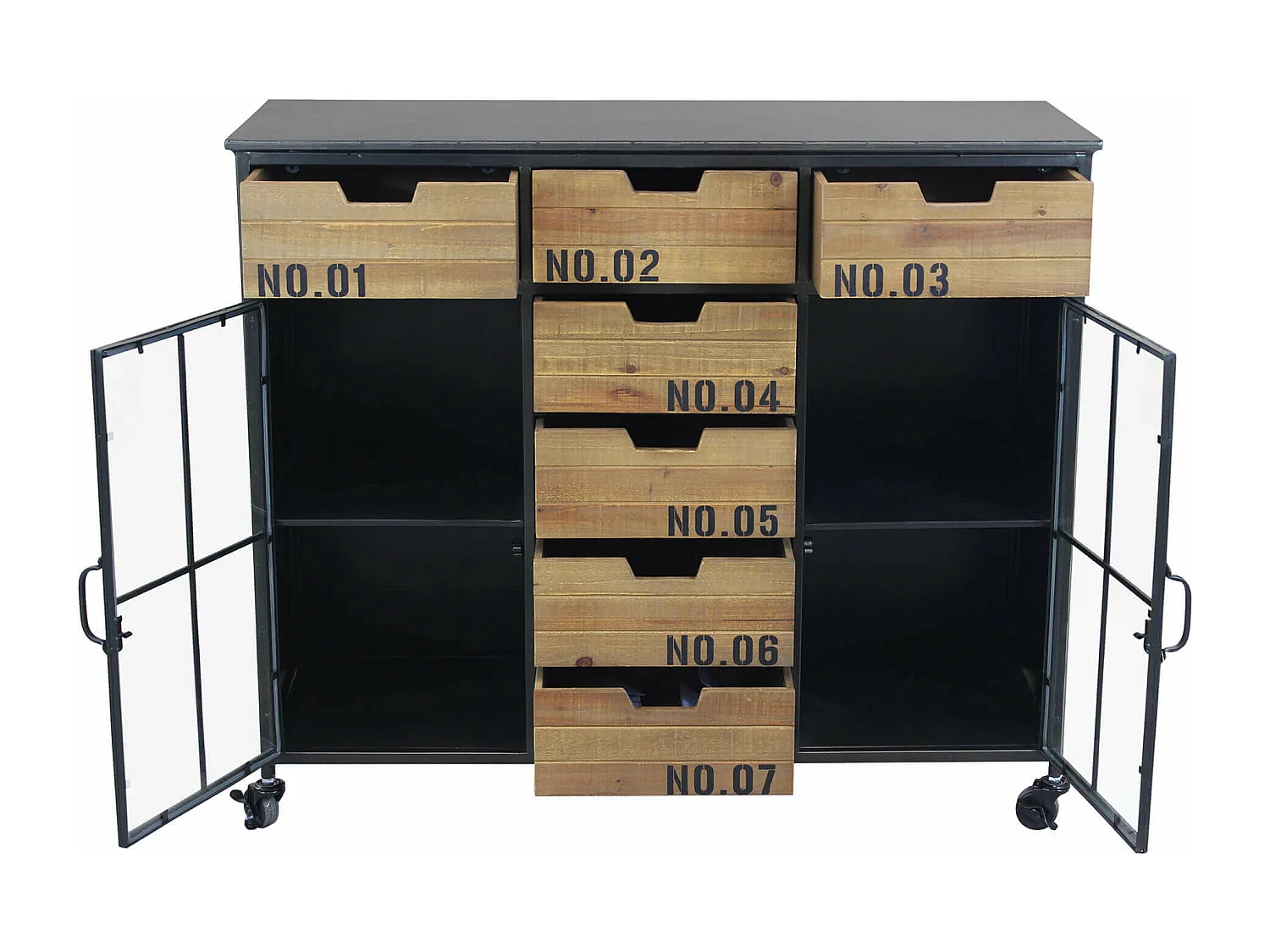 MilaniHome.it - madia industrial in metallo e legno cm 98,5x38,5x84 hdi coloreMarrone