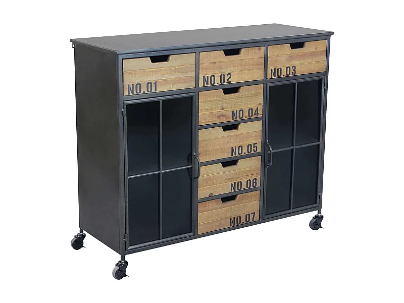 MilaniHome.it - madia industrial in metallo e legno cm 98,5x38,5x84 hdi coloreMarrone