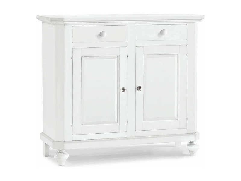 MilaniHome.it - Credenza In Legno Massello 103x43x96di coloreBianco