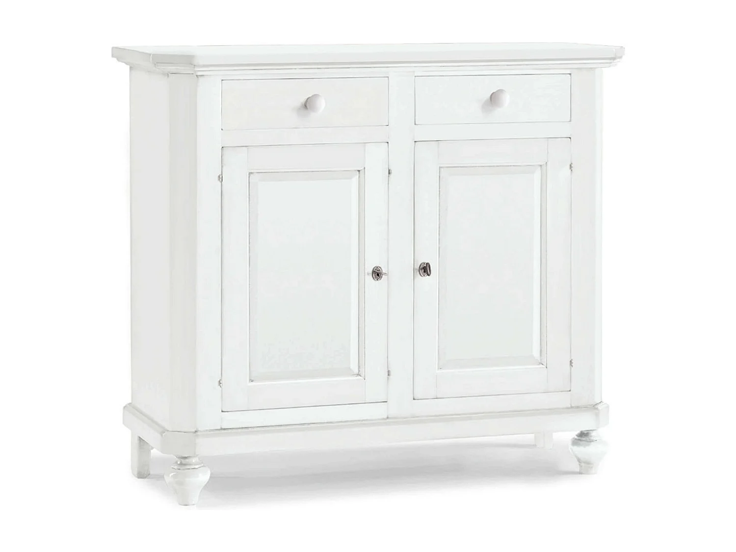 MilaniHome.it - Credenza In Legno Massello 103x43x96di coloreBianco