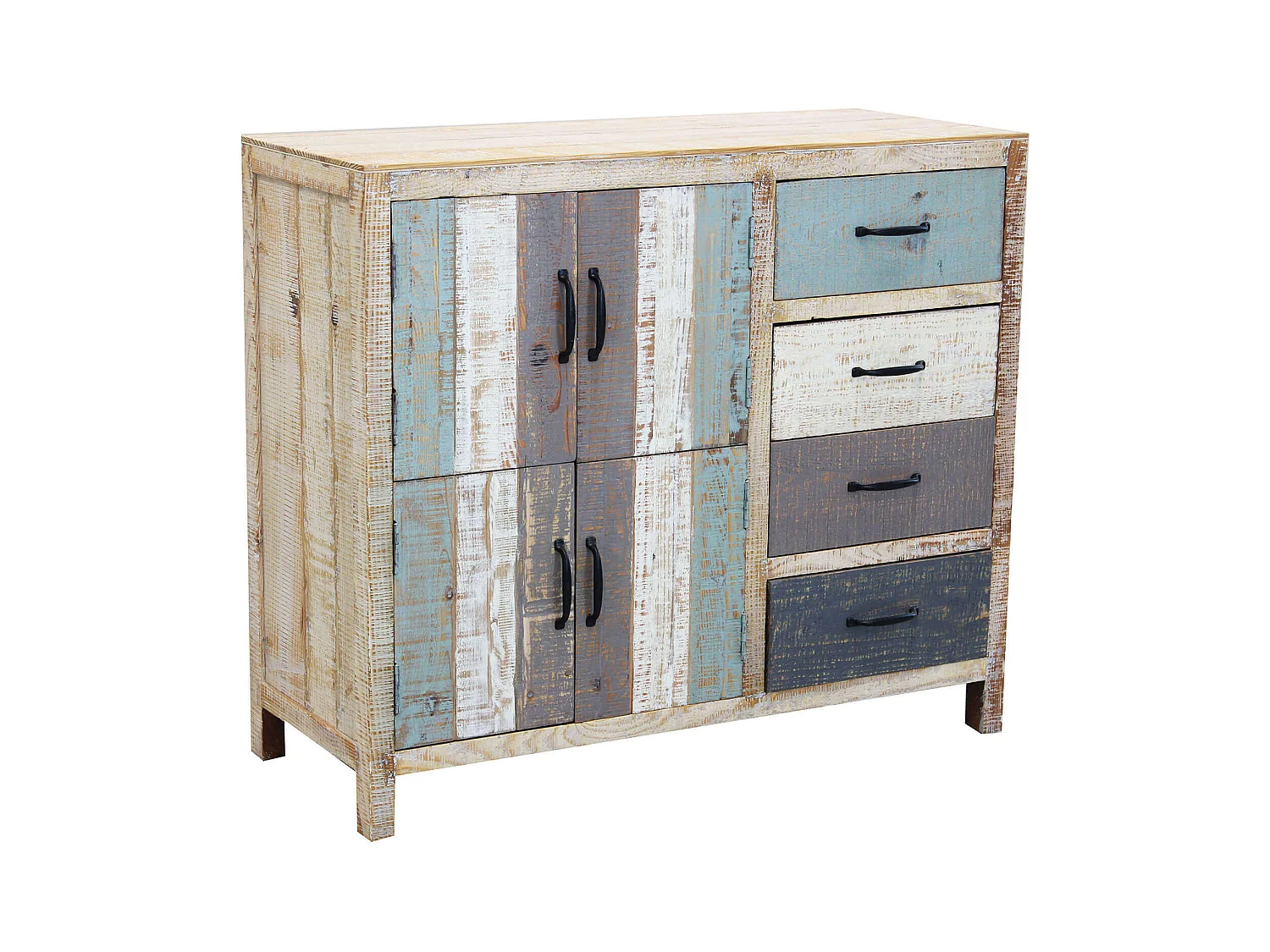 MilaniHome.it - Credenza In Legno Colorato Madia Di Design Mobile In Stile Vintage Moderno Per Sala Da Pranzo Soggiornodi coloreMulticolor