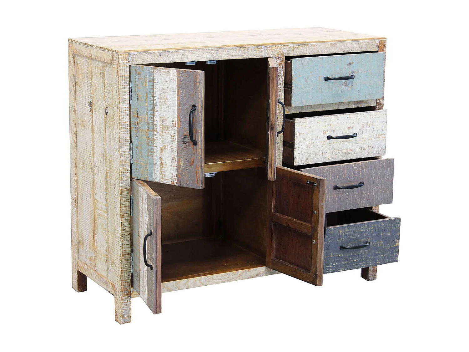 MilaniHome.it - Credenza In Legno Colorato Madia Di Design Mobile In Stile Vintage Moderno Per Sala Da Pranzo Soggiornodi coloreMulticolor