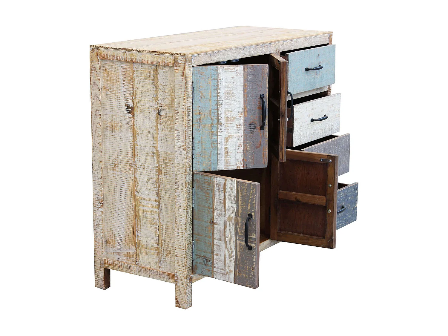 MilaniHome.it - Credenza In Legno Colorato Madia Di Design Mobile In Stile Vintage Moderno Per Sala Da Pranzo Soggiornodi coloreMulticolor